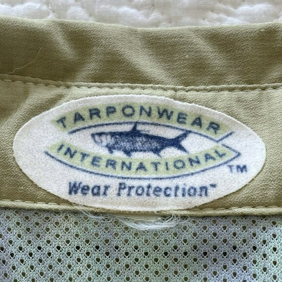 Vtg Tarponwear Green Fishing Shirt Men's Sz M Long Sleeve Button Up Vented - Picture 4 of 9